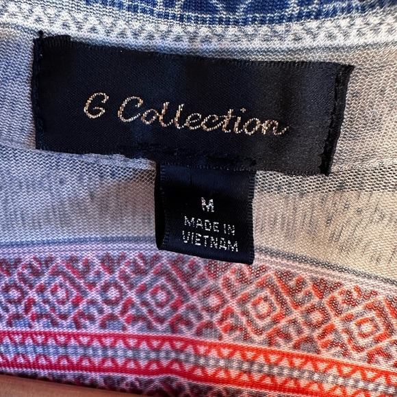 G Collection Striped collared maxi dress. Button front w/ slits. Size M - Picture 3 of 11